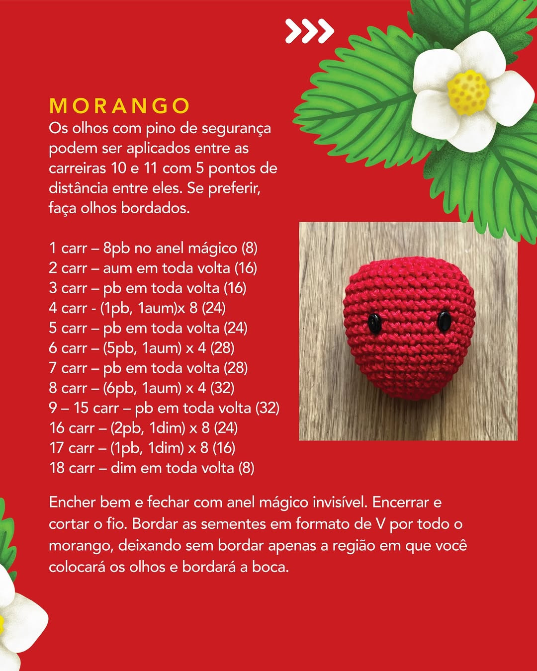Gráfico de crochê gratuito: chaveiro morango Ruby