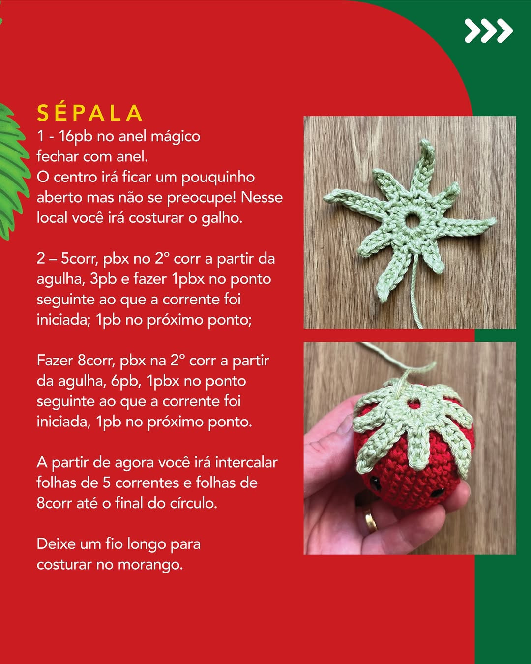 Gráfico de crochê gratuito: chaveiro morango Ruby