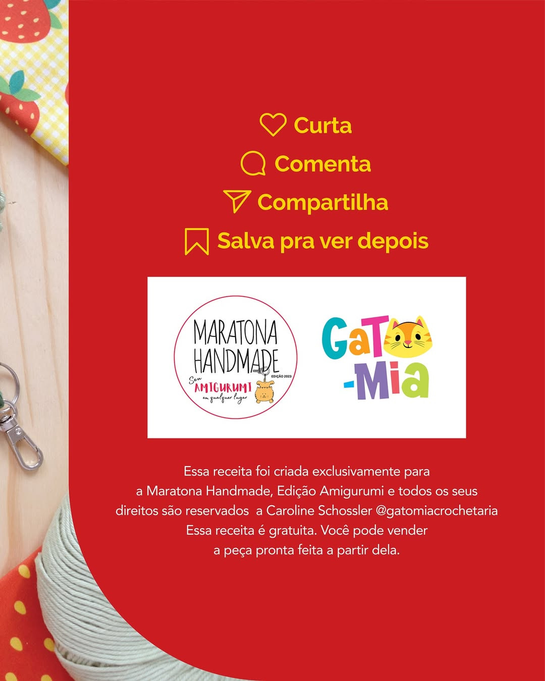 Gráfico de crochê gratuito: chaveiro morango Ruby
