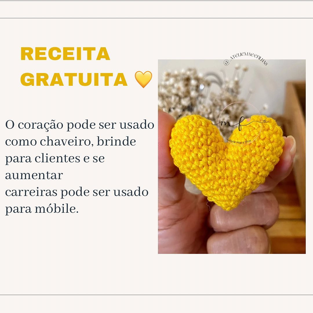 Gráfico de crochê gratuito: coração amarelo