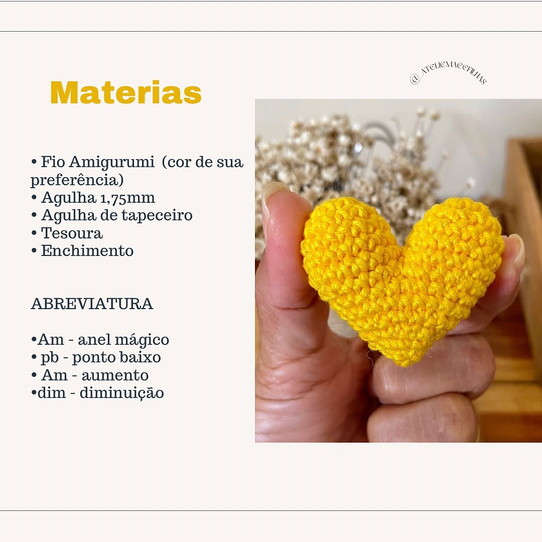 Gráfico de crochê gratuito: coração amarelo