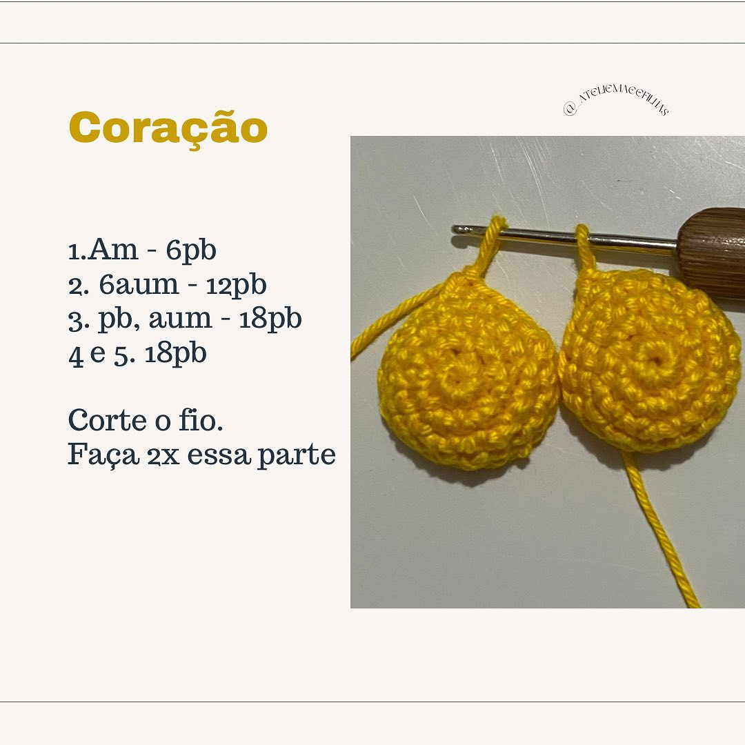 Gráfico de crochê gratuito: coração amarelo
