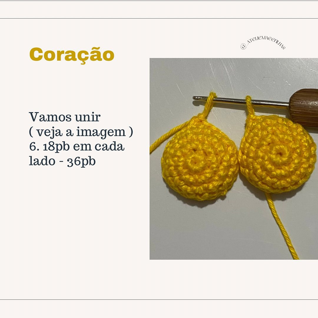 Gráfico de crochê gratuito: coração amarelo