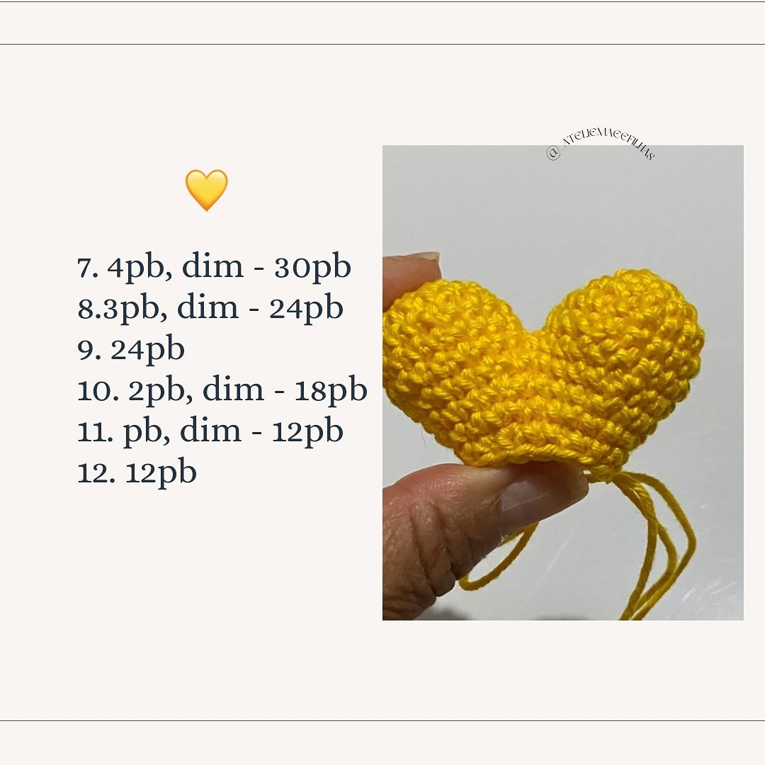 Gráfico de crochê gratuito: coração amarelo