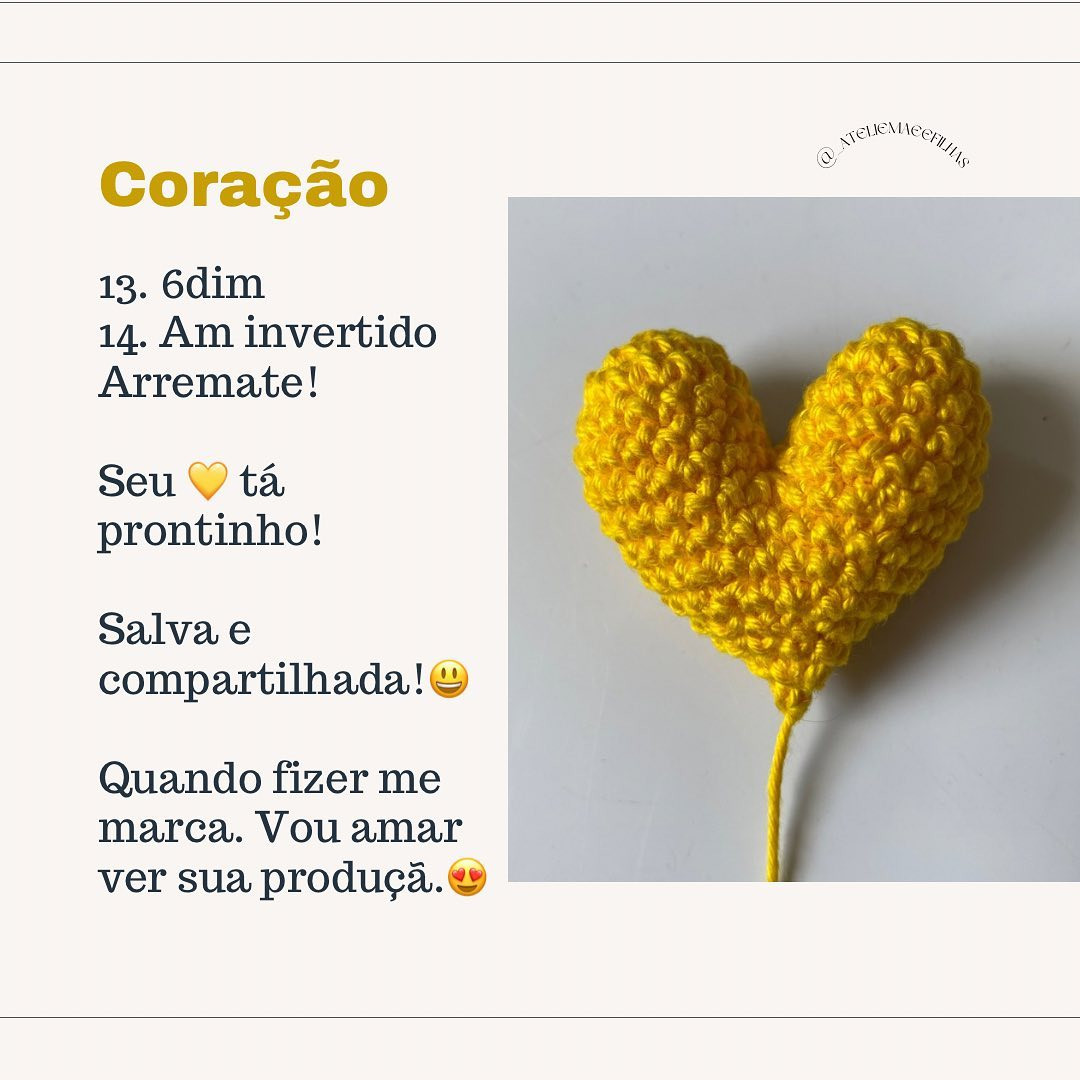 Gráfico de crochê gratuito: coração amarelo