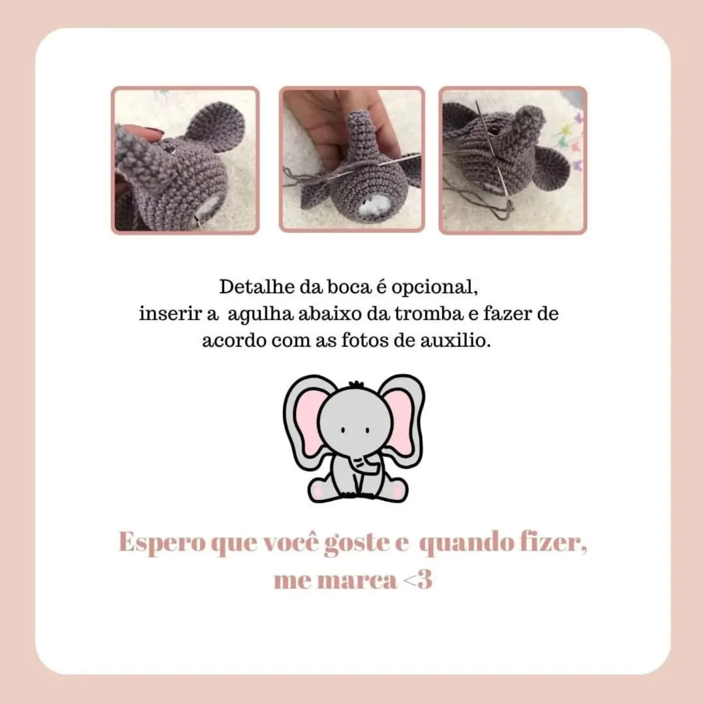 Gráfico de crochê gratuito: Elefantinho amigurumi
