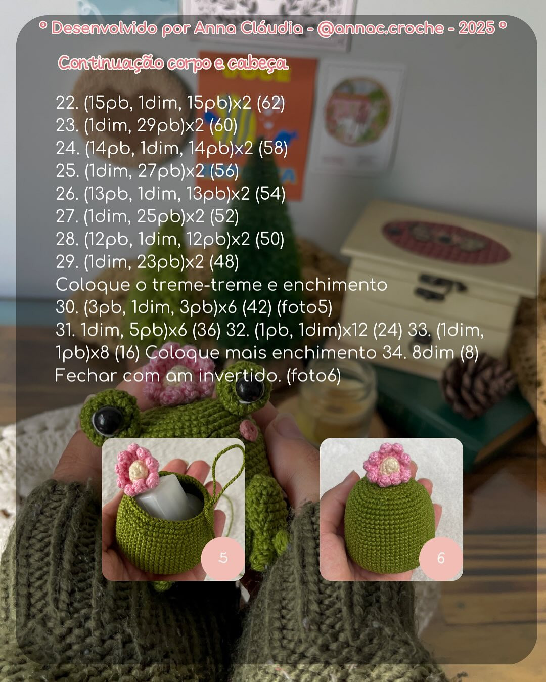 Gráfico de crochê gratuito: Flora, a sapinha