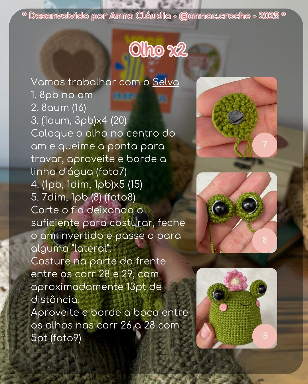 Gráfico de crochê gratuito: Flora, a sapinha