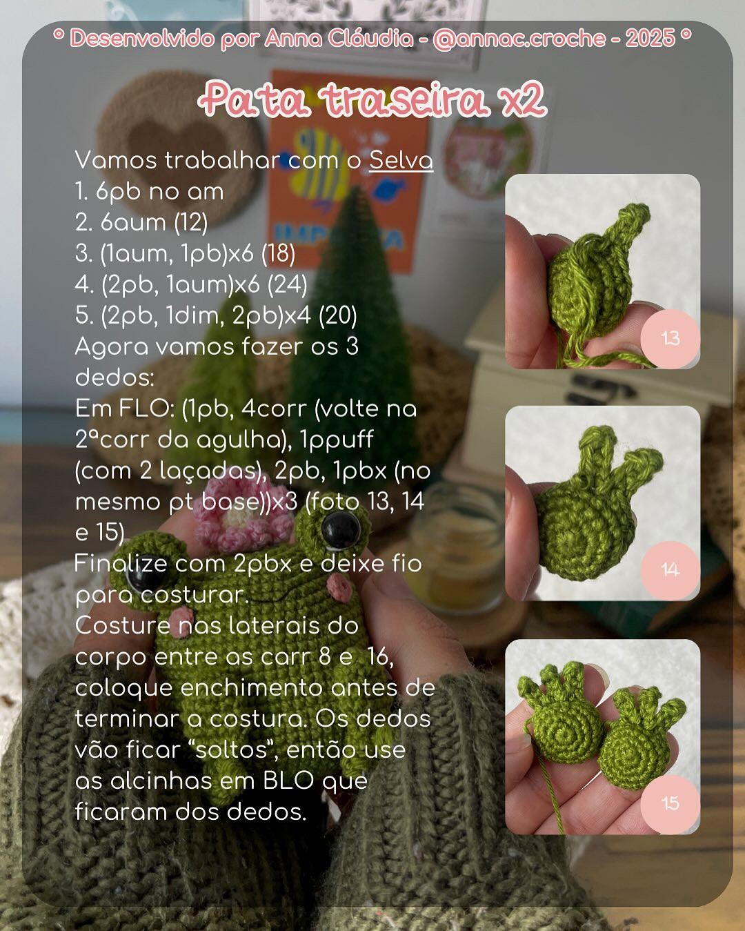 Gráfico de crochê gratuito: Flora, a sapinha