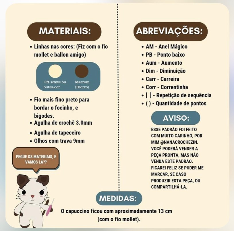 Gráfico de crochê gratuito: Gatinho Cappuccino
