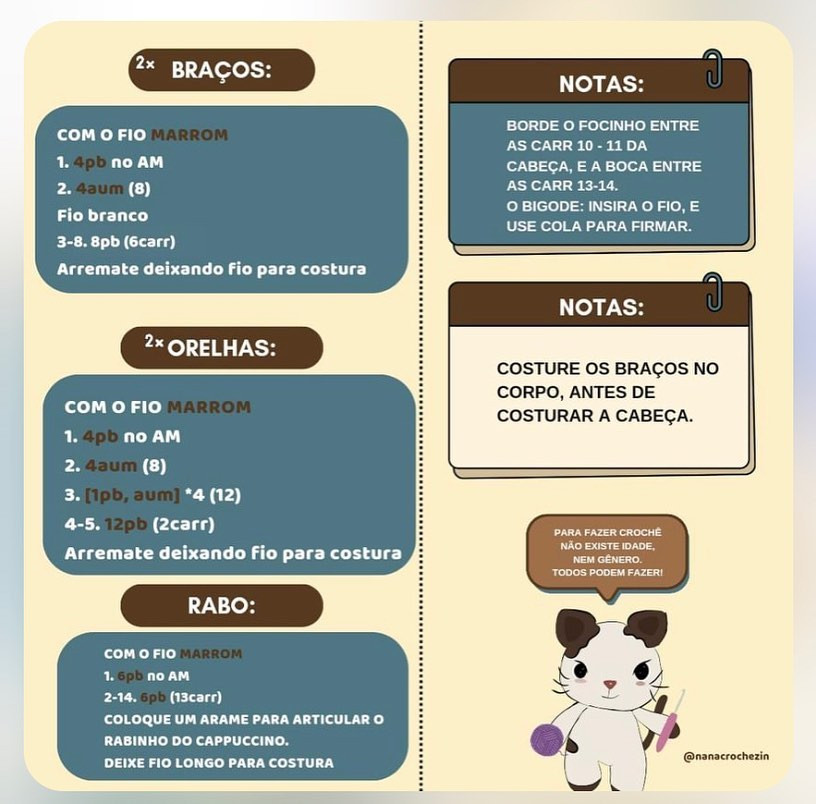 Gráfico de crochê gratuito: Gatinho Cappuccino