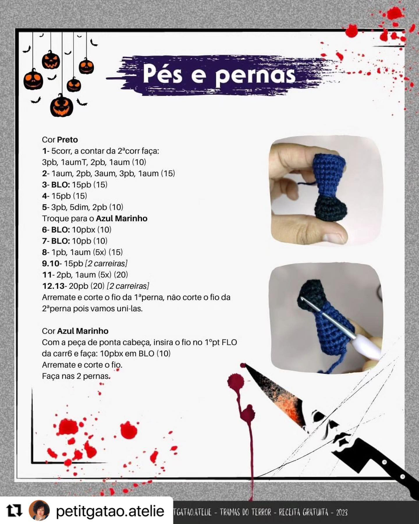 Gráfico de crochê gratuito: Michael Myers amigurumi