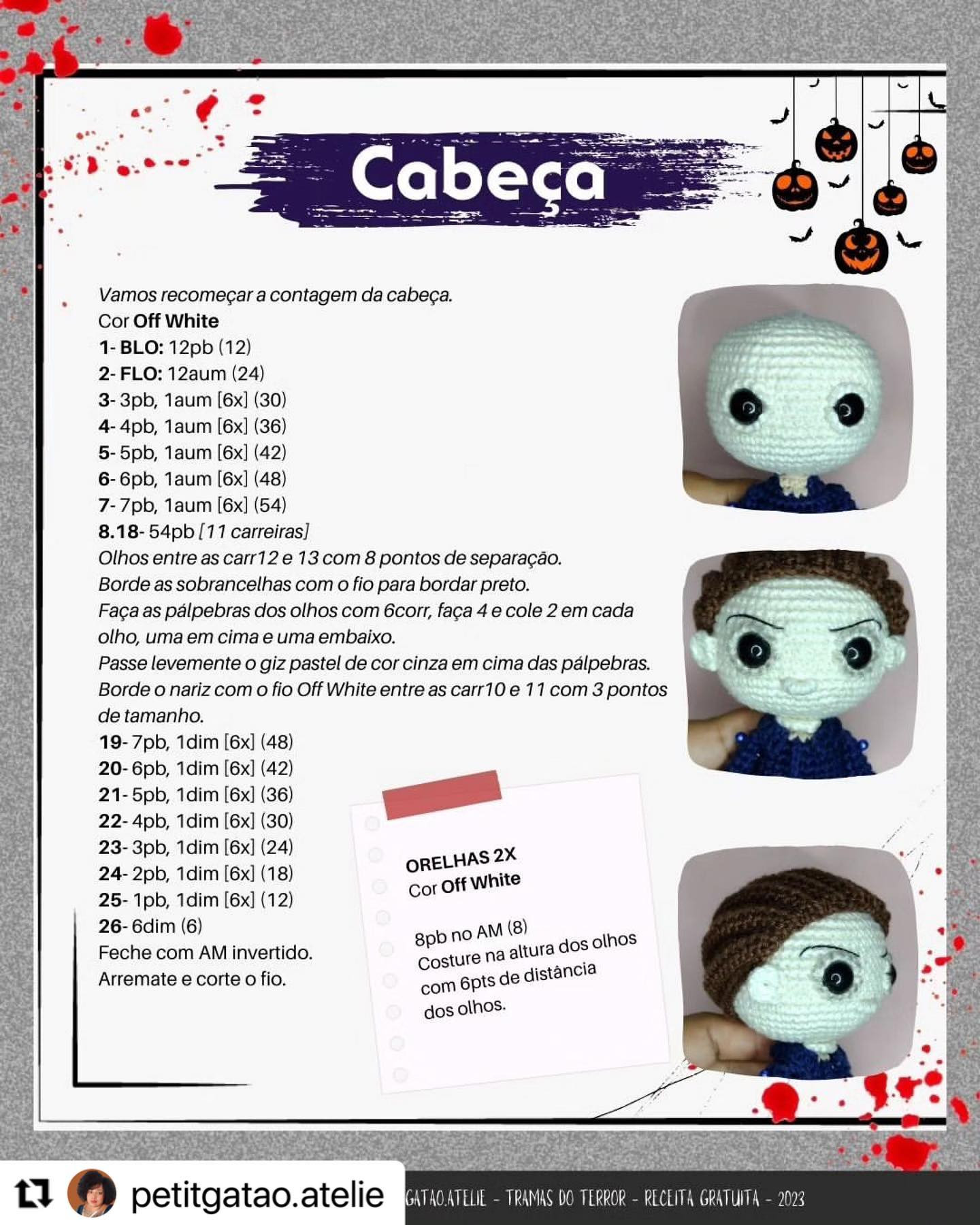 Gráfico de crochê gratuito: Michael Myers amigurumi