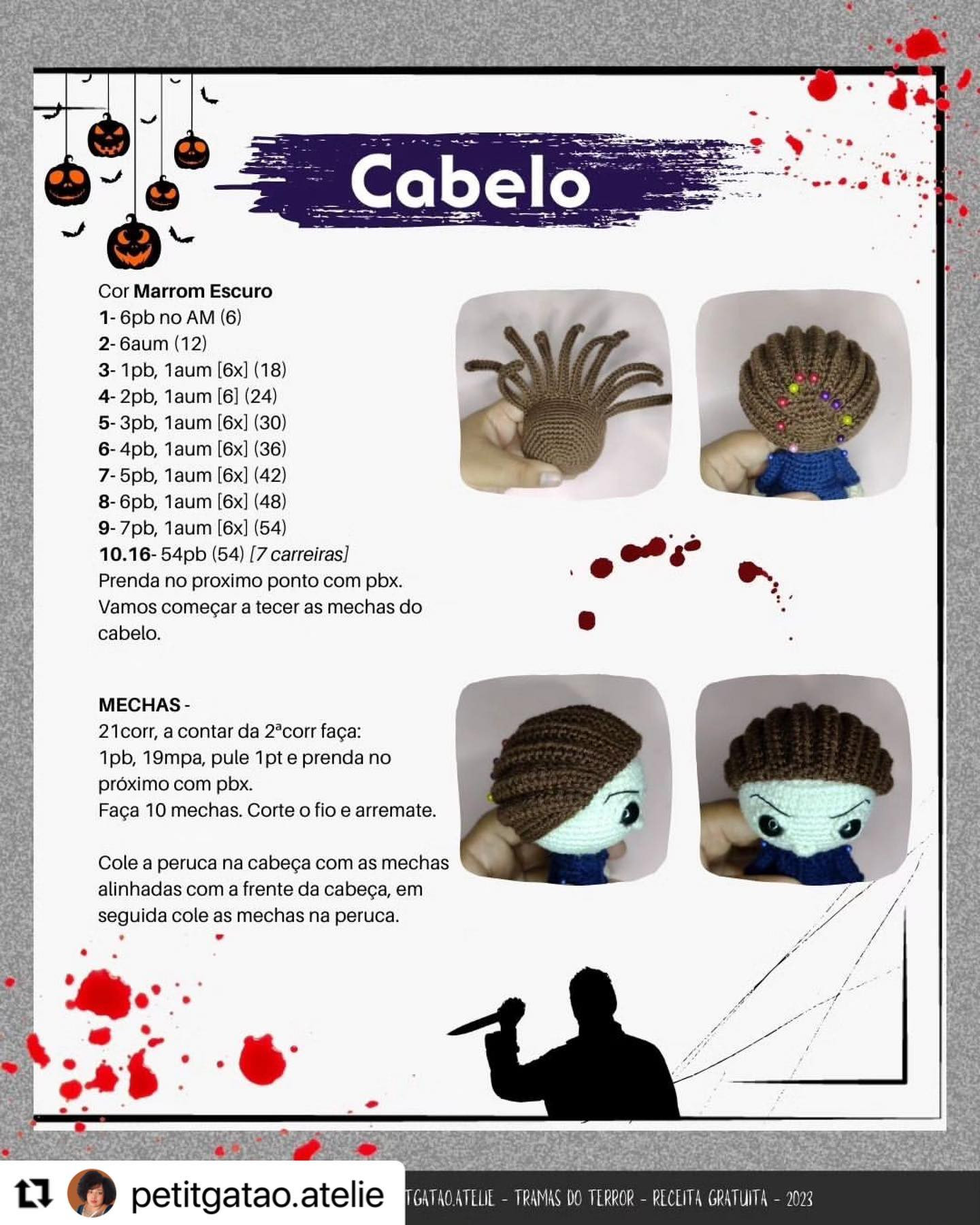 Gráfico de crochê gratuito: Michael Myers amigurumi