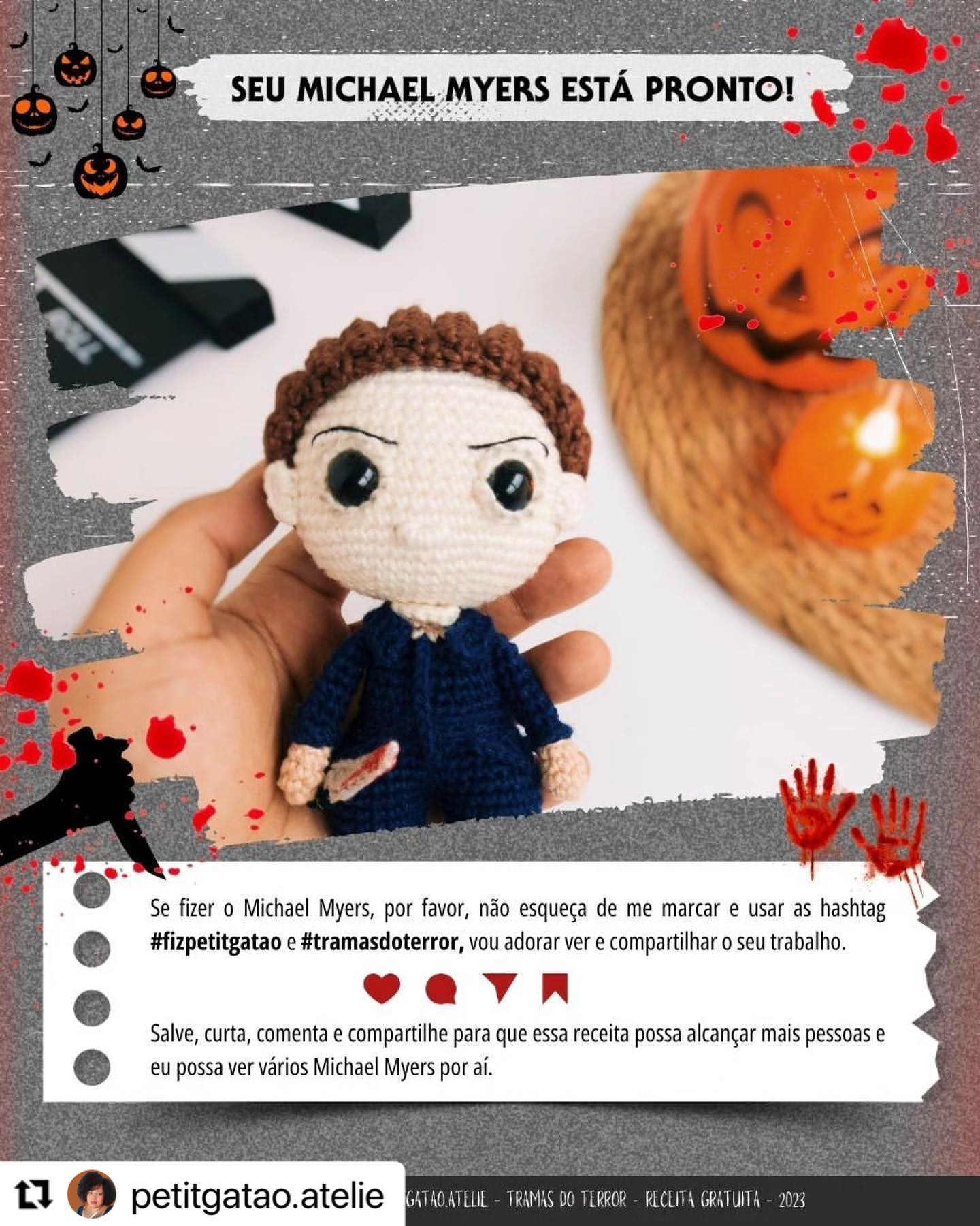 Gráfico de crochê gratuito: Michael Myers amigurumi