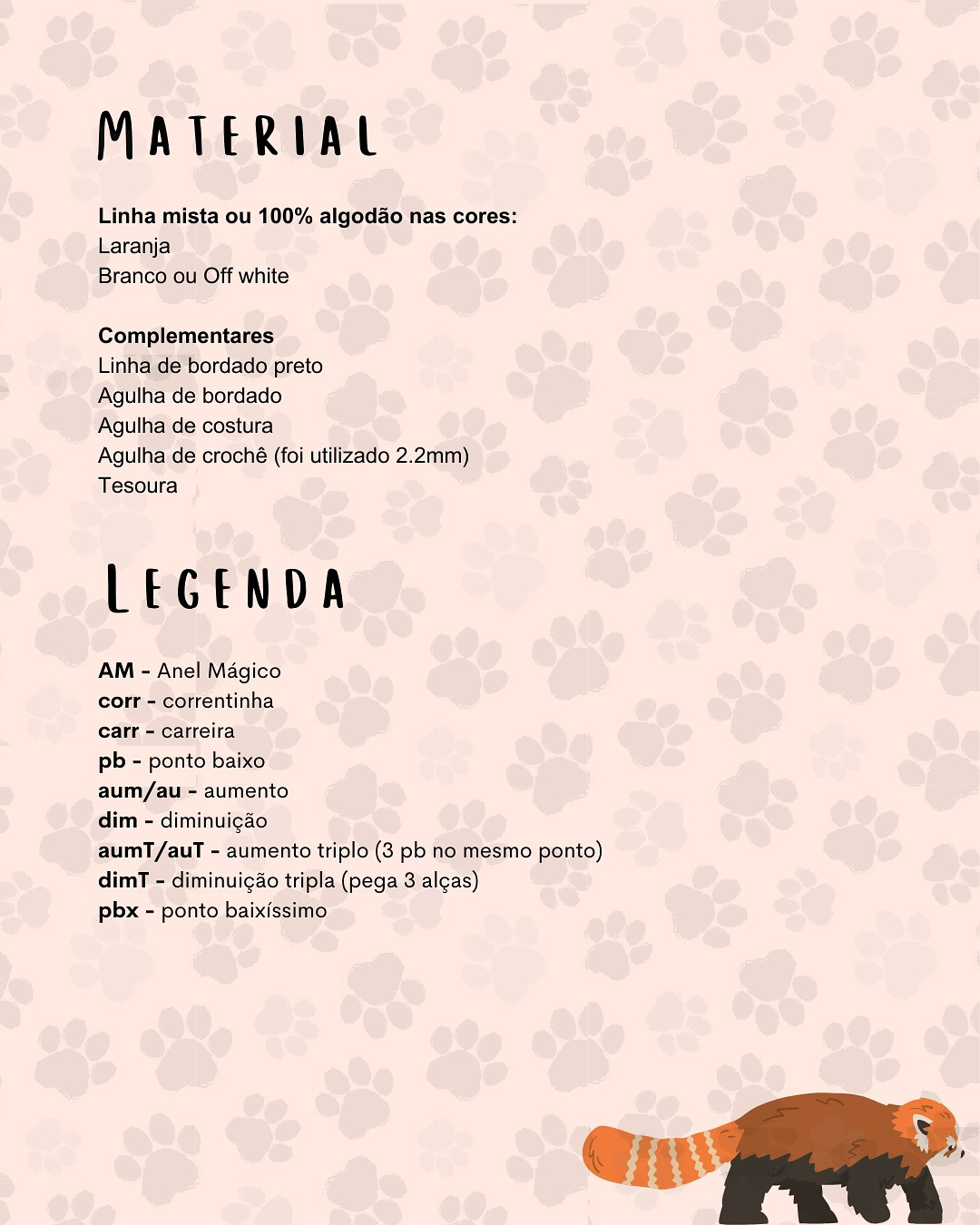 Gráfico de crochê gratuito: Pandinha Vermelho
