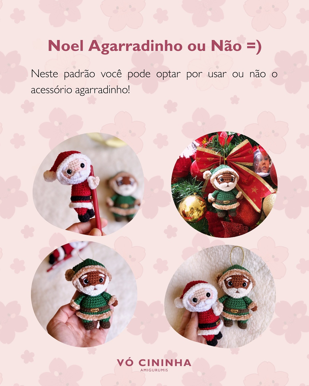 Gráfico de crochê gratuito: Papai Noel e Duende de Natal