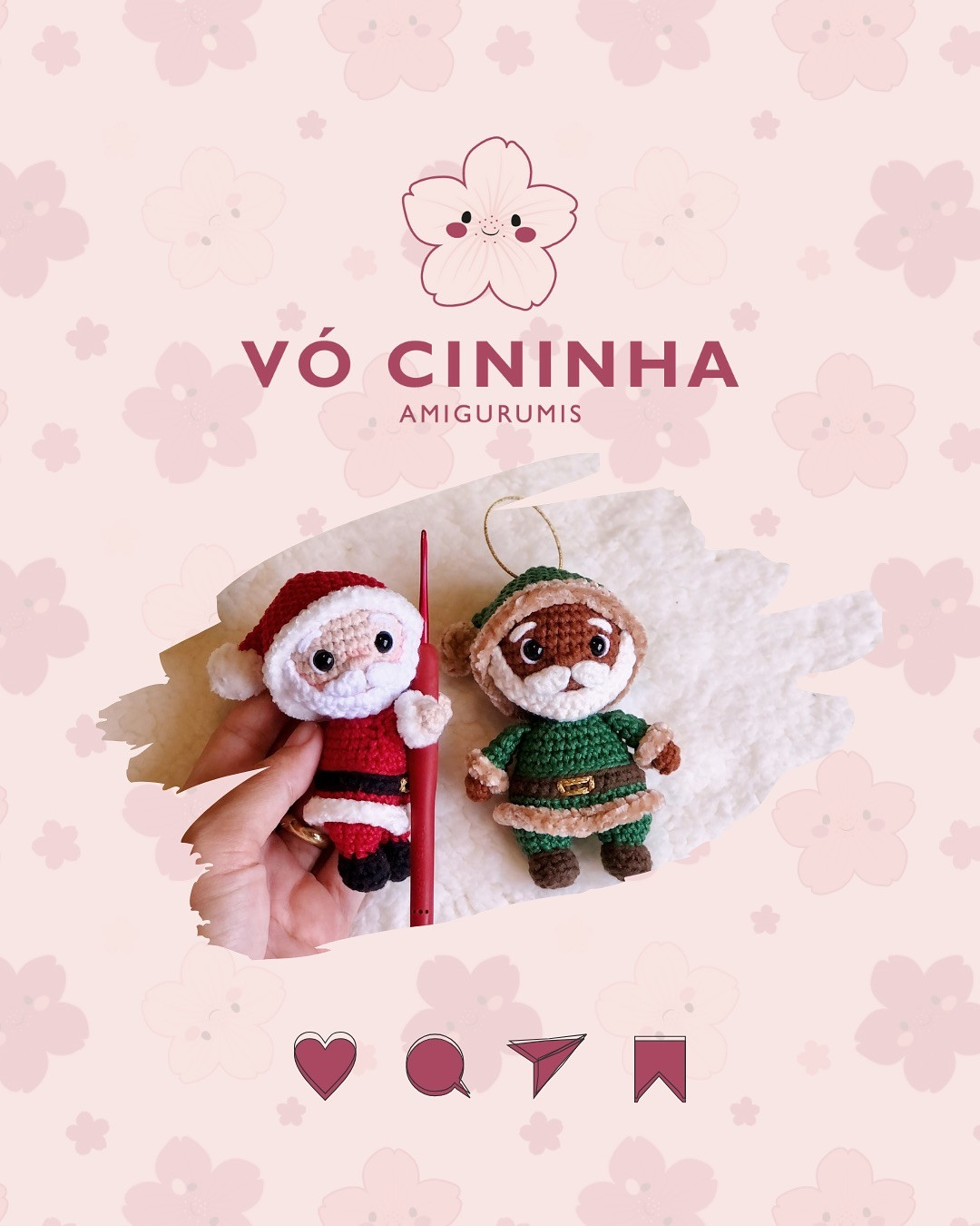 Gráfico de crochê gratuito: Papai Noel e Duende de Natal