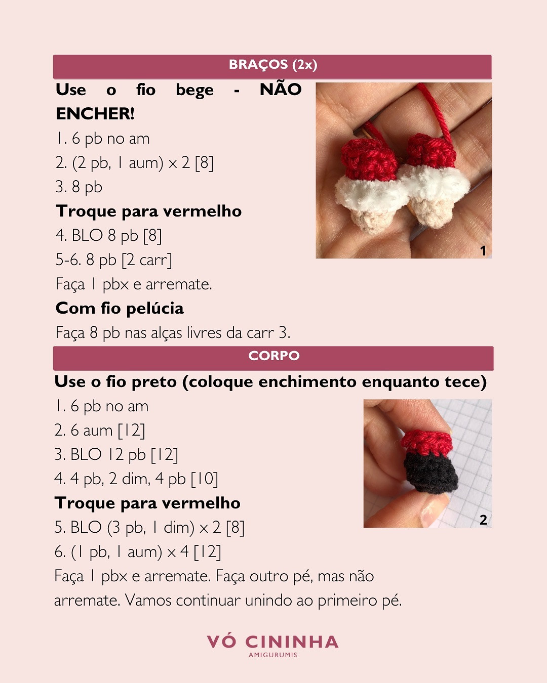 Gráfico de crochê gratuito: Papai Noel e Duende de Natal