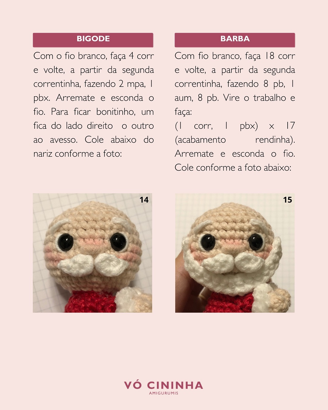 Gráfico de crochê gratuito: Papai Noel e Duende de Natal