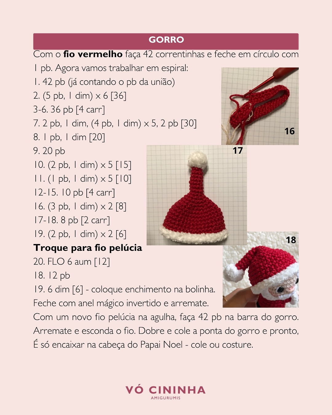 Gráfico de crochê gratuito: Papai Noel e Duende de Natal