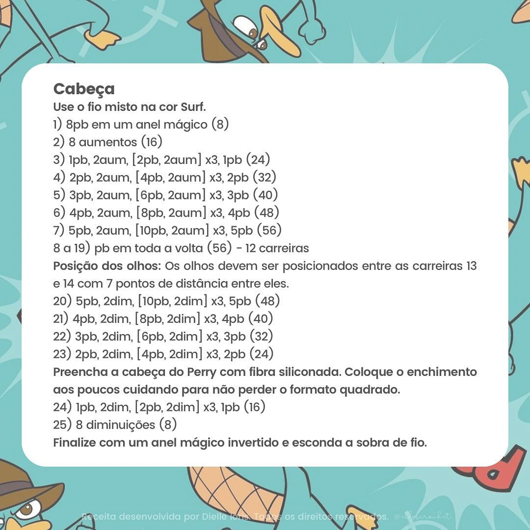 Gráfico de crochê gratuito: Perry Ornitorrinco