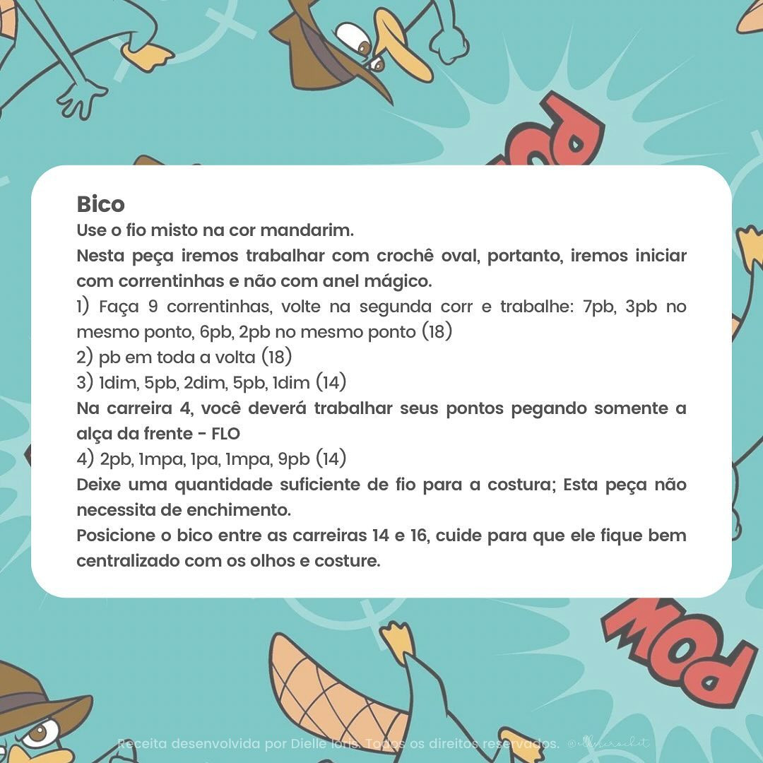 Gráfico de crochê gratuito: Perry Ornitorrinco