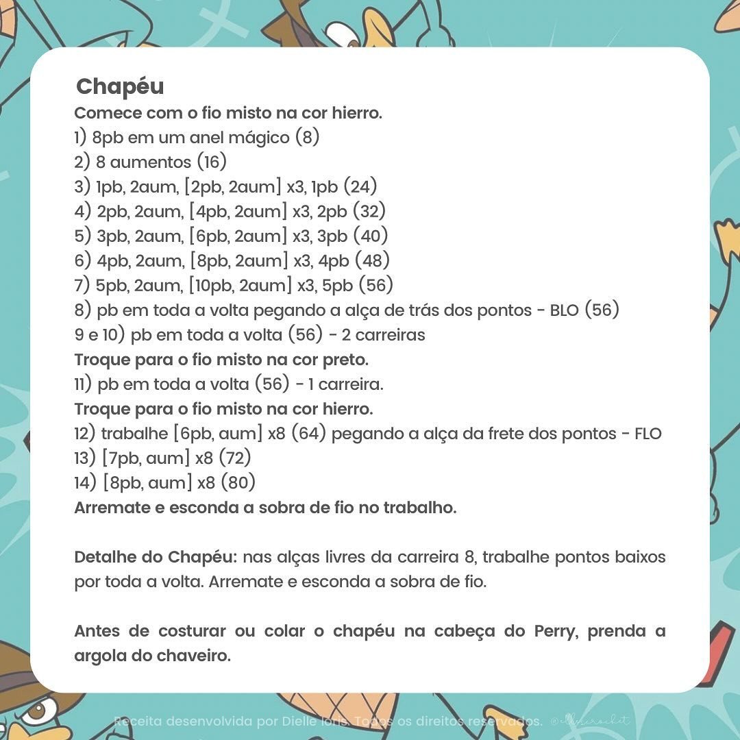 Gráfico de crochê gratuito: Perry Ornitorrinco