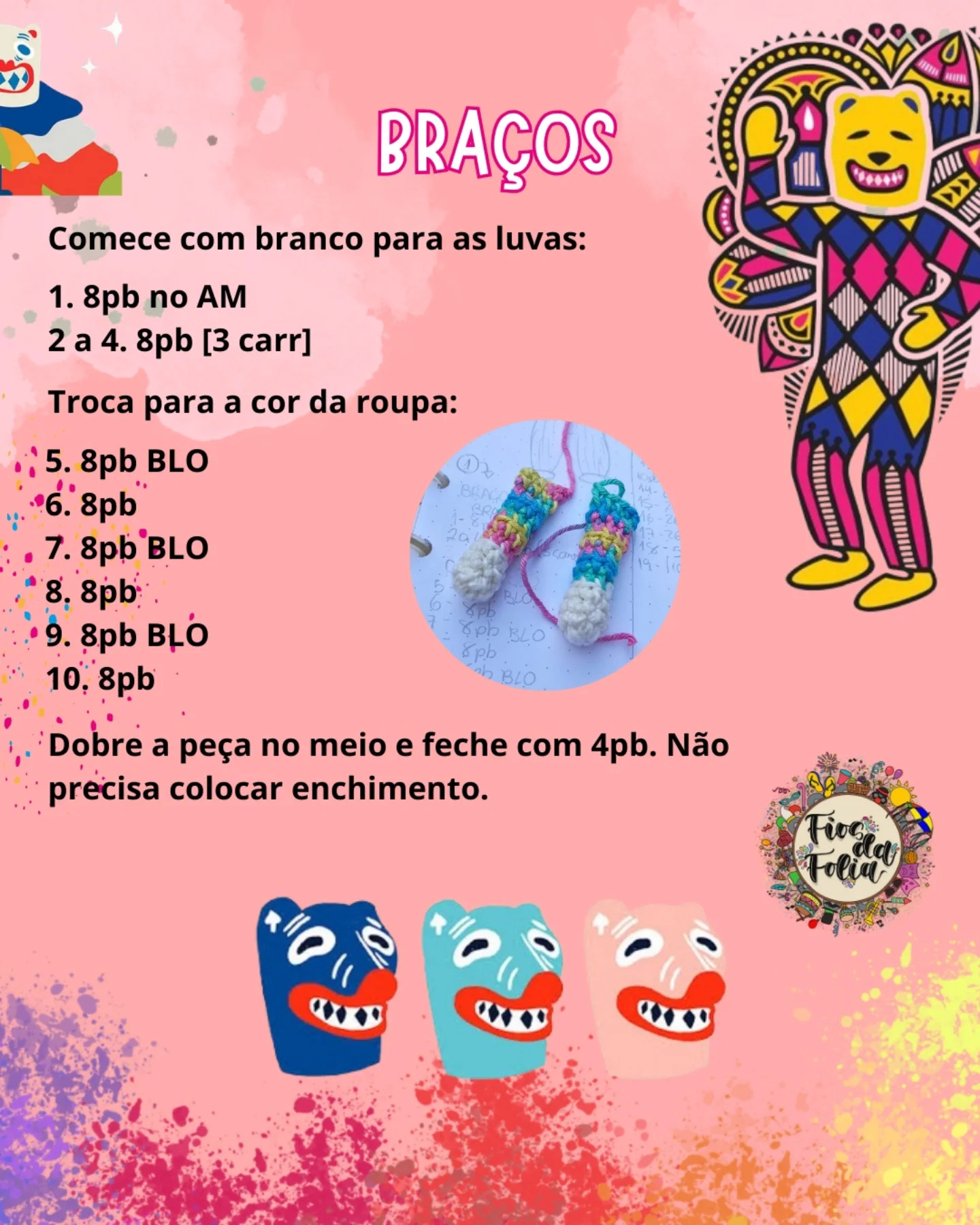 Gráfico de crochê gratuito: Ursa fofinha de Dia de los Muertos