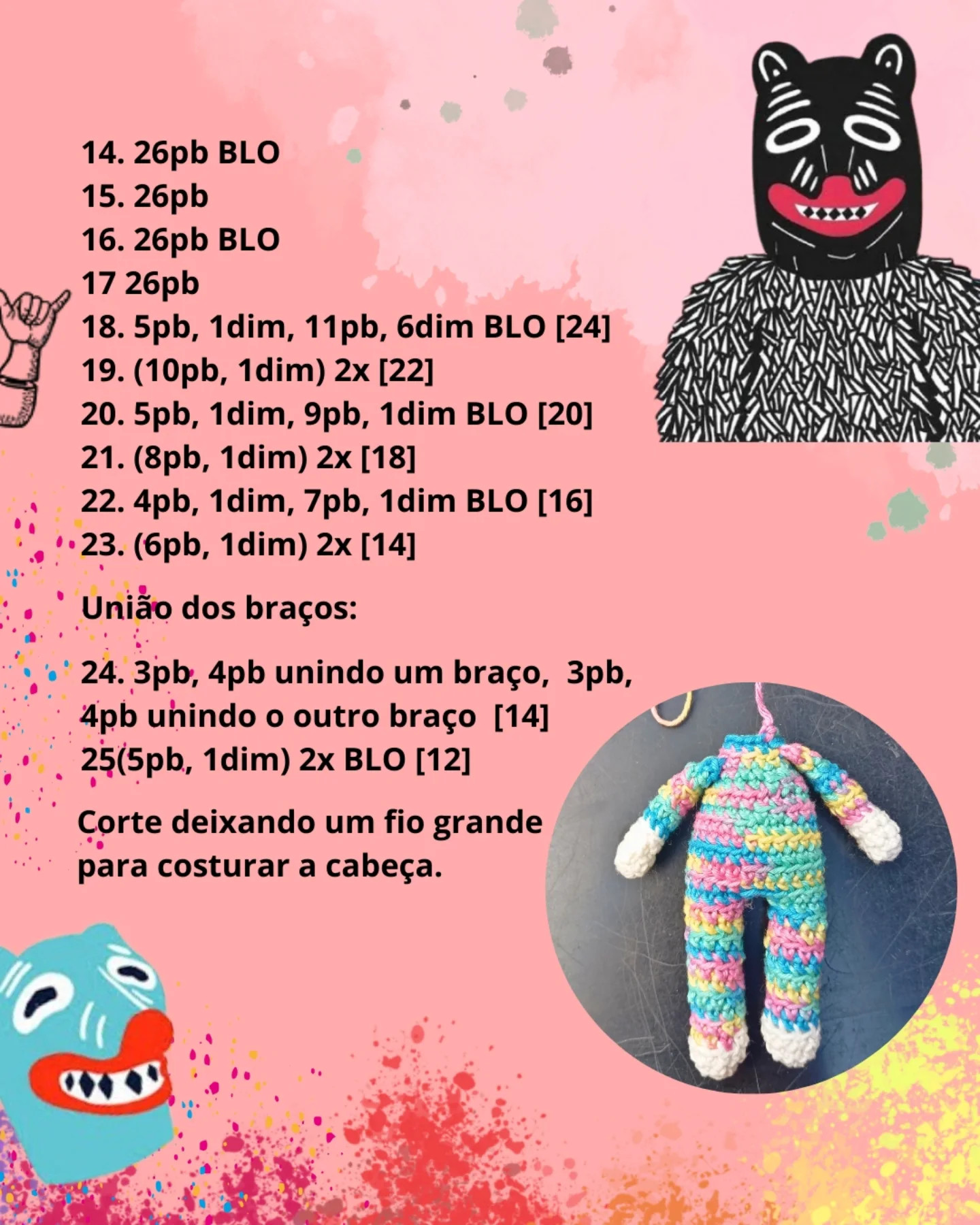 Gráfico de crochê gratuito: Ursa fofinha de Dia de los Muertos