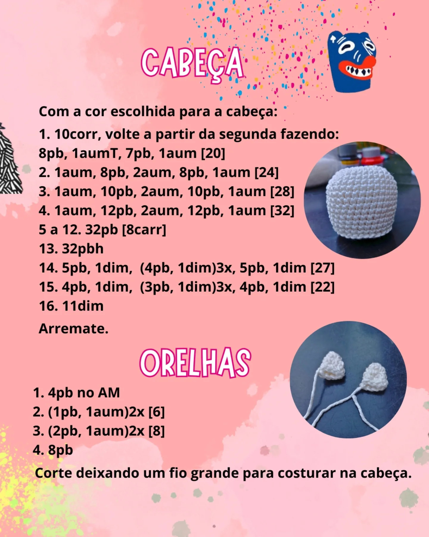 Gráfico de crochê gratuito: Ursa fofinha de Dia de los Muertos