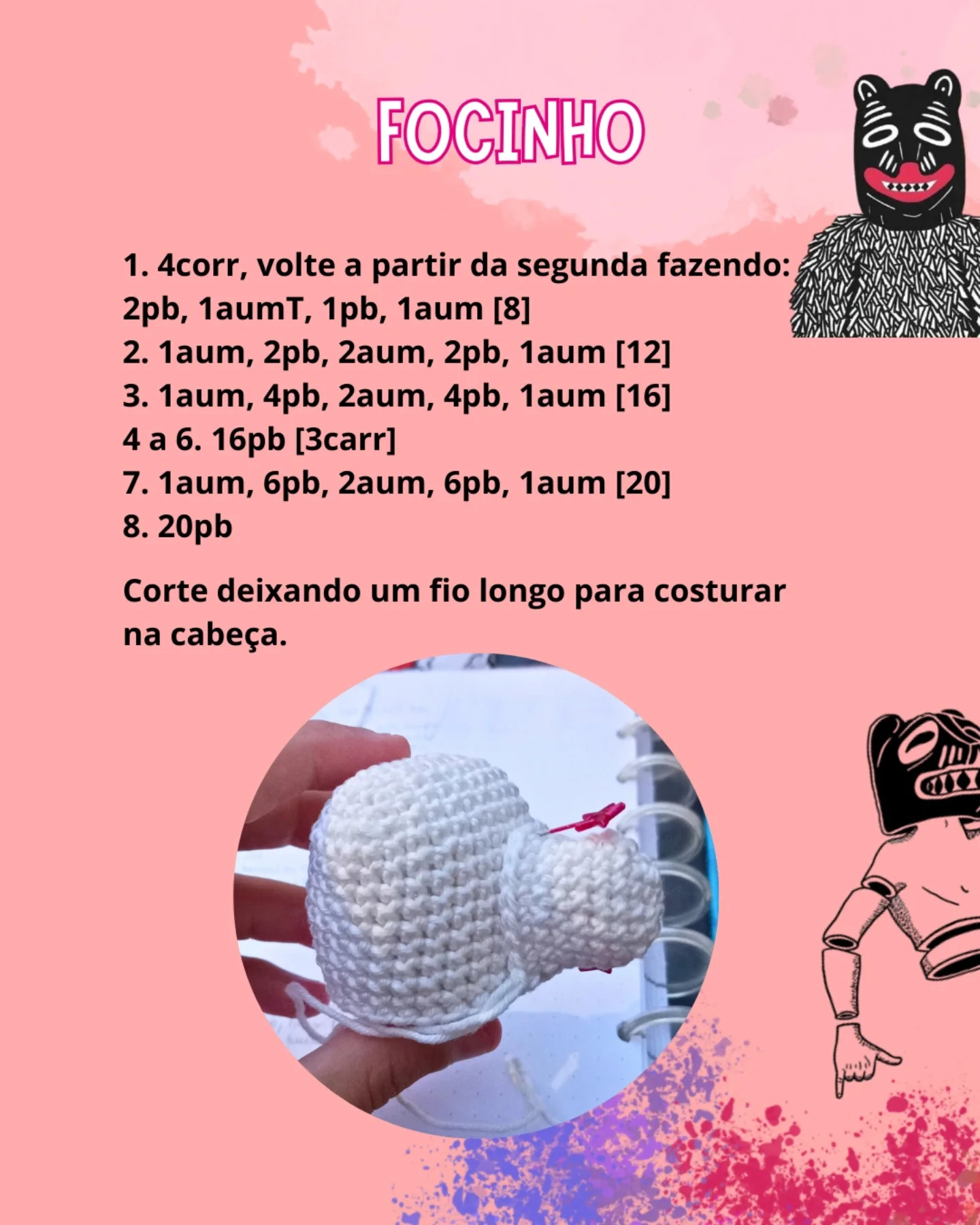 Gráfico de crochê gratuito: Ursa fofinha de Dia de los Muertos