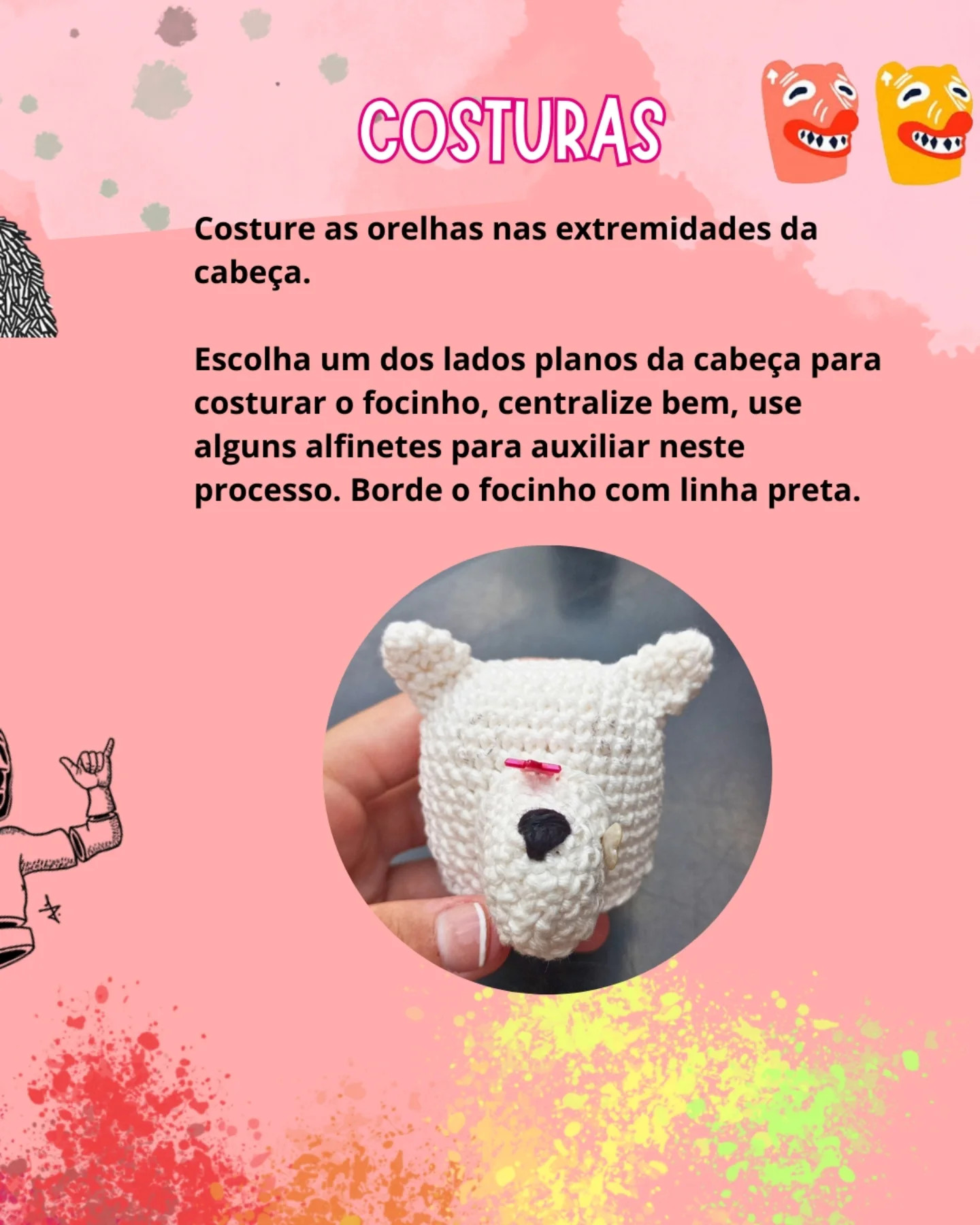 Gráfico de crochê gratuito: Ursa fofinha de Dia de los Muertos