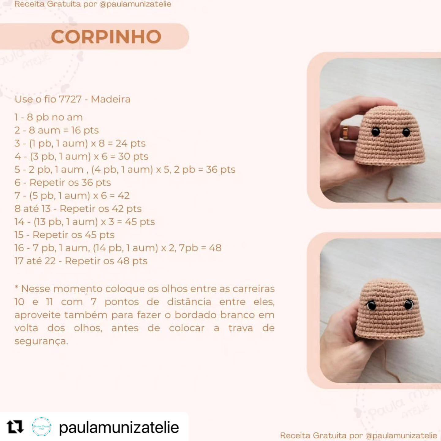 Gráfico de crochê gratuito: Ursinho Tatto
