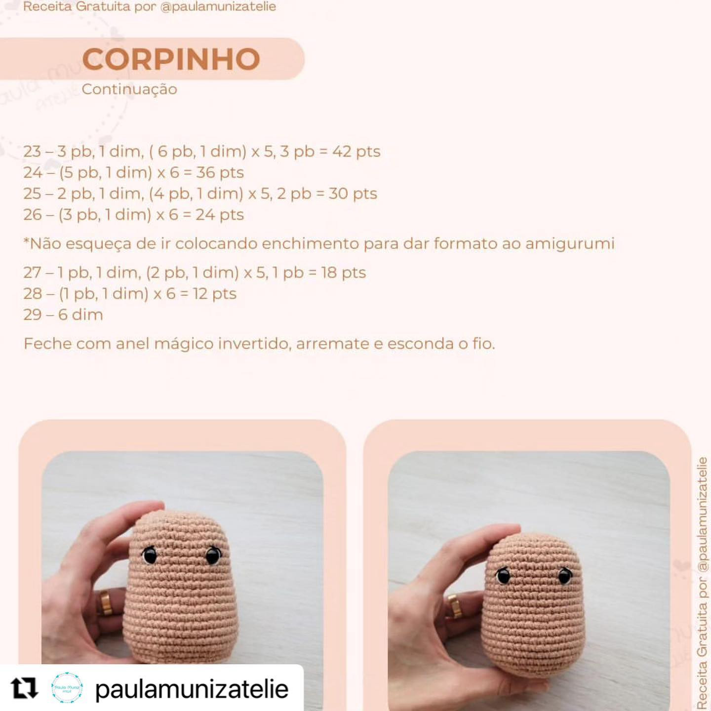 Gráfico de crochê gratuito: Ursinho Tatto