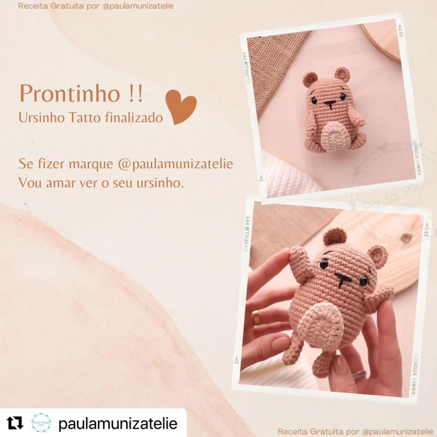 Gráfico de crochê gratuito: Ursinho Tatto