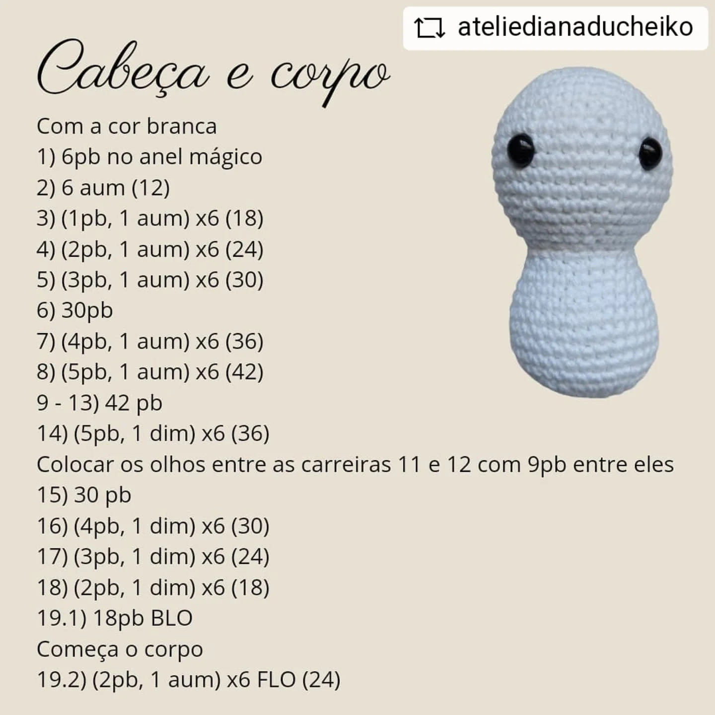 Gráfico de crochê gratuito: Vaca fofa amigurumi