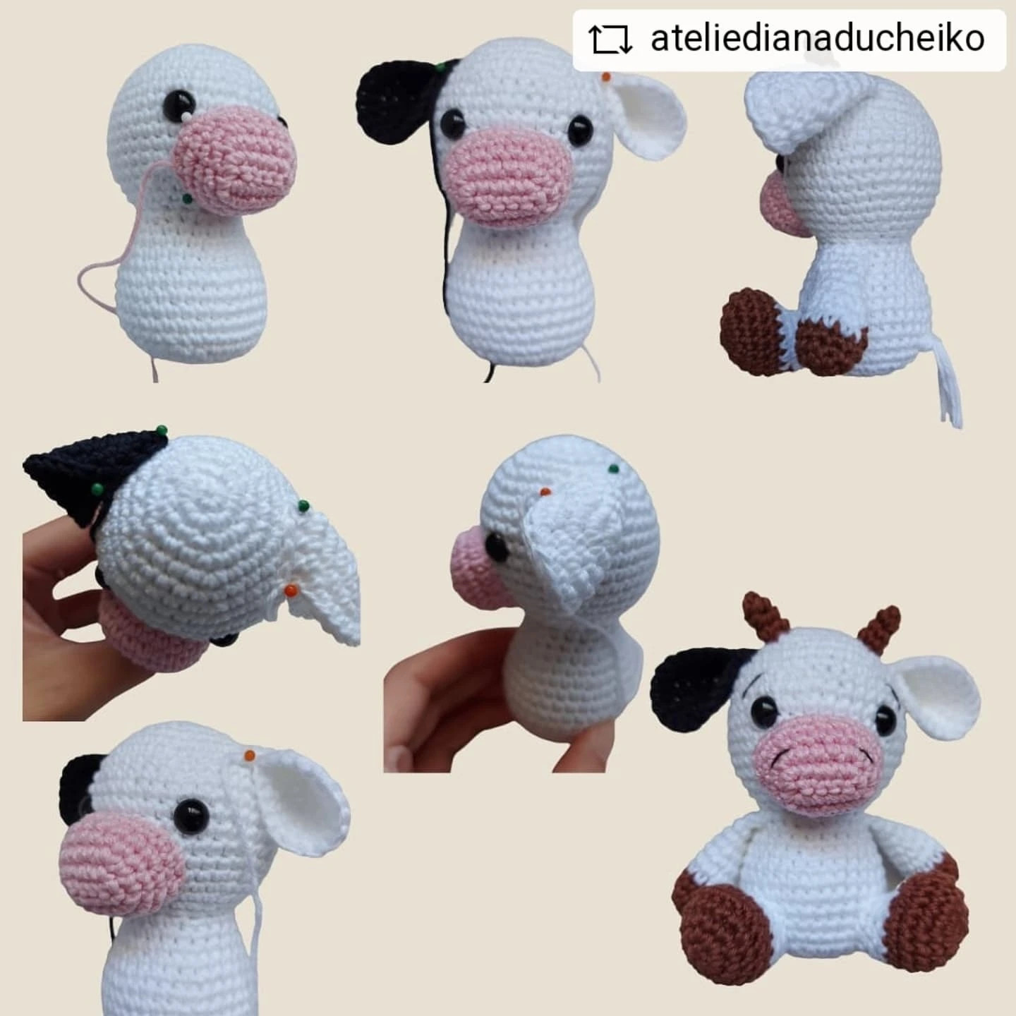 Gráfico de crochê gratuito: Vaca fofa amigurumi