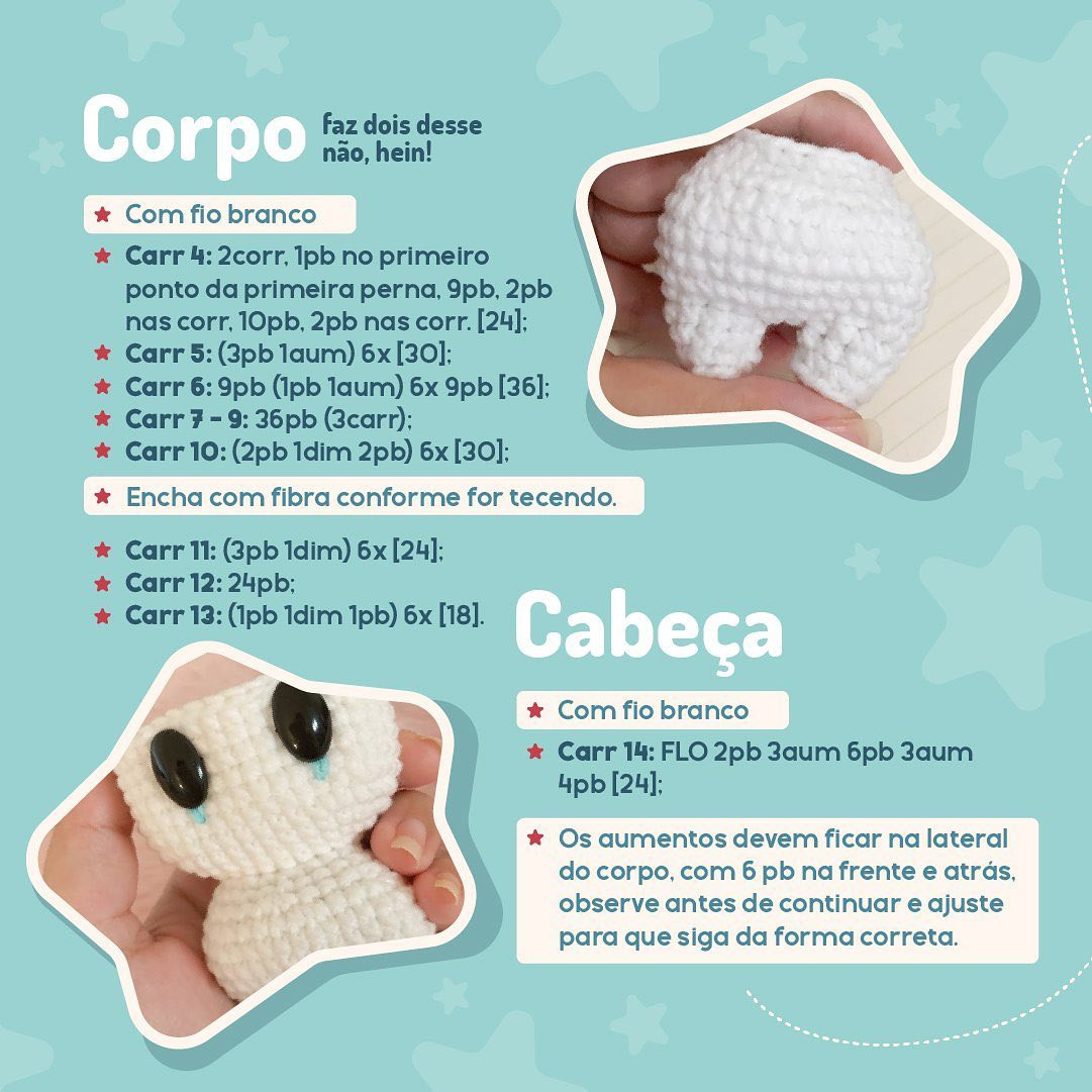 Gráfico de crochê Jirachi amigurumi:  Gráfico para criar um amigurumi de Jirachi, personagem do universo Pokémon.