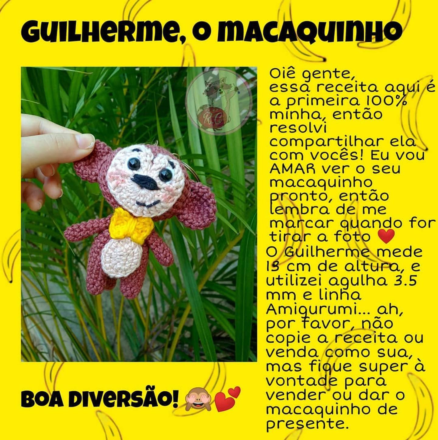 Gráfico de crochê: Macaco charmoso