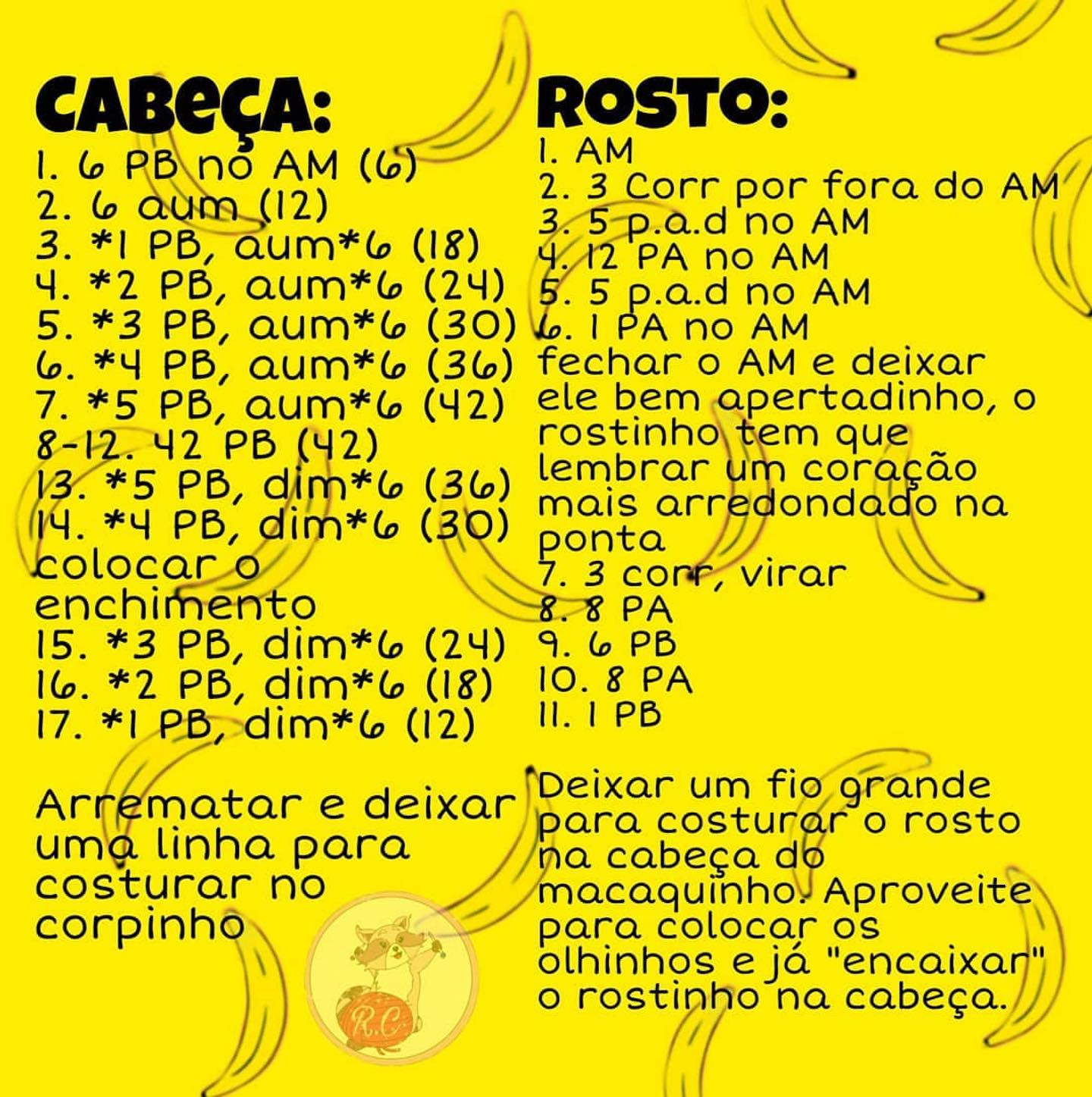Gráfico de crochê: Macaco charmoso