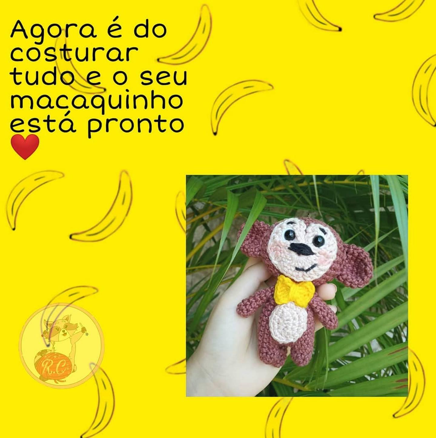 Gráfico de crochê: Macaco charmoso