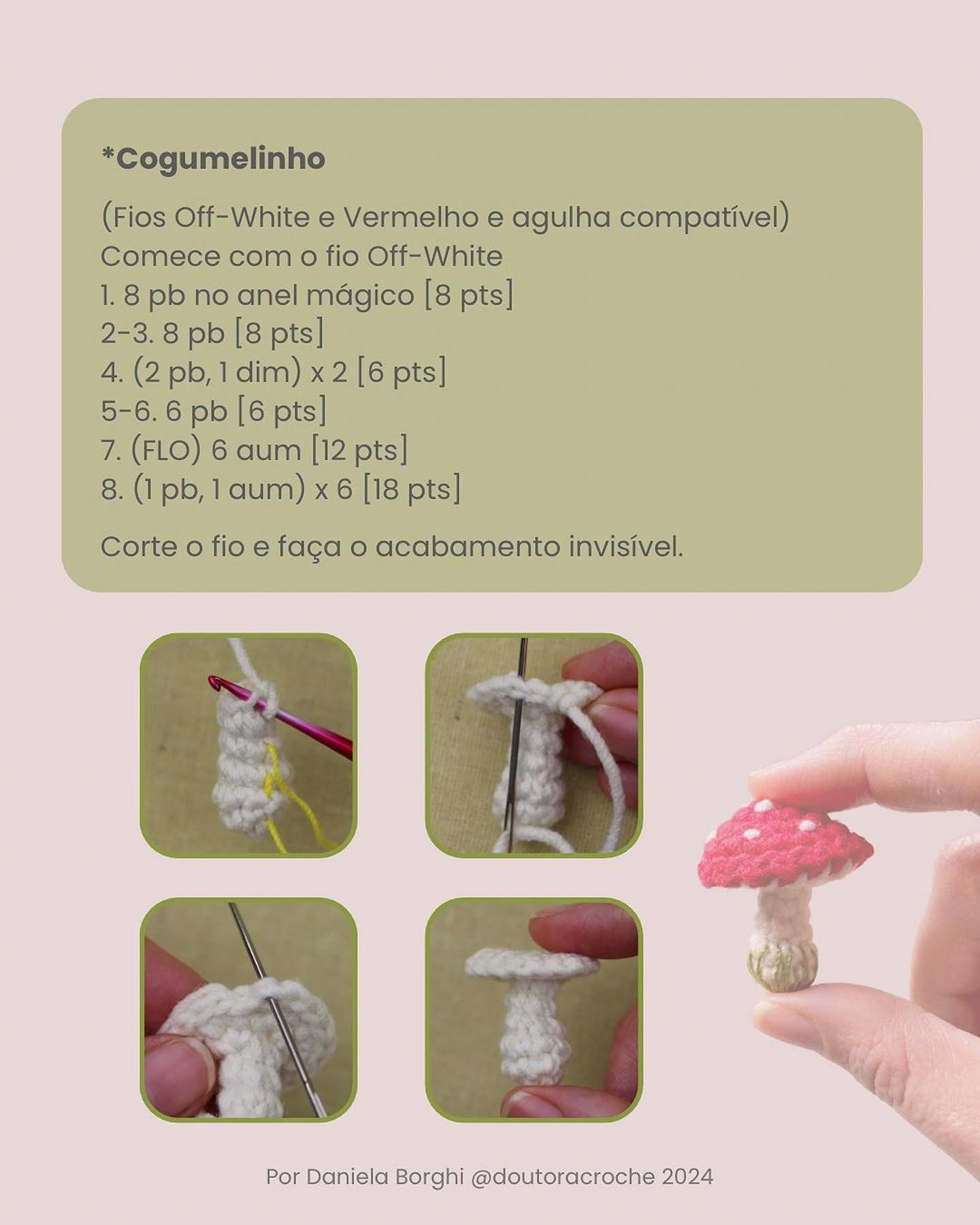 Gráfico de crochê: Mini cogumelo amigurumi pronto para te inspirar!