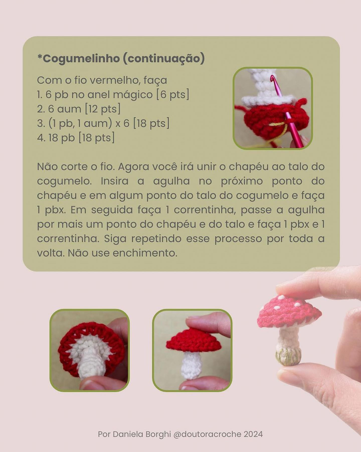 Gráfico de crochê: Mini cogumelo amigurumi pronto para te inspirar!