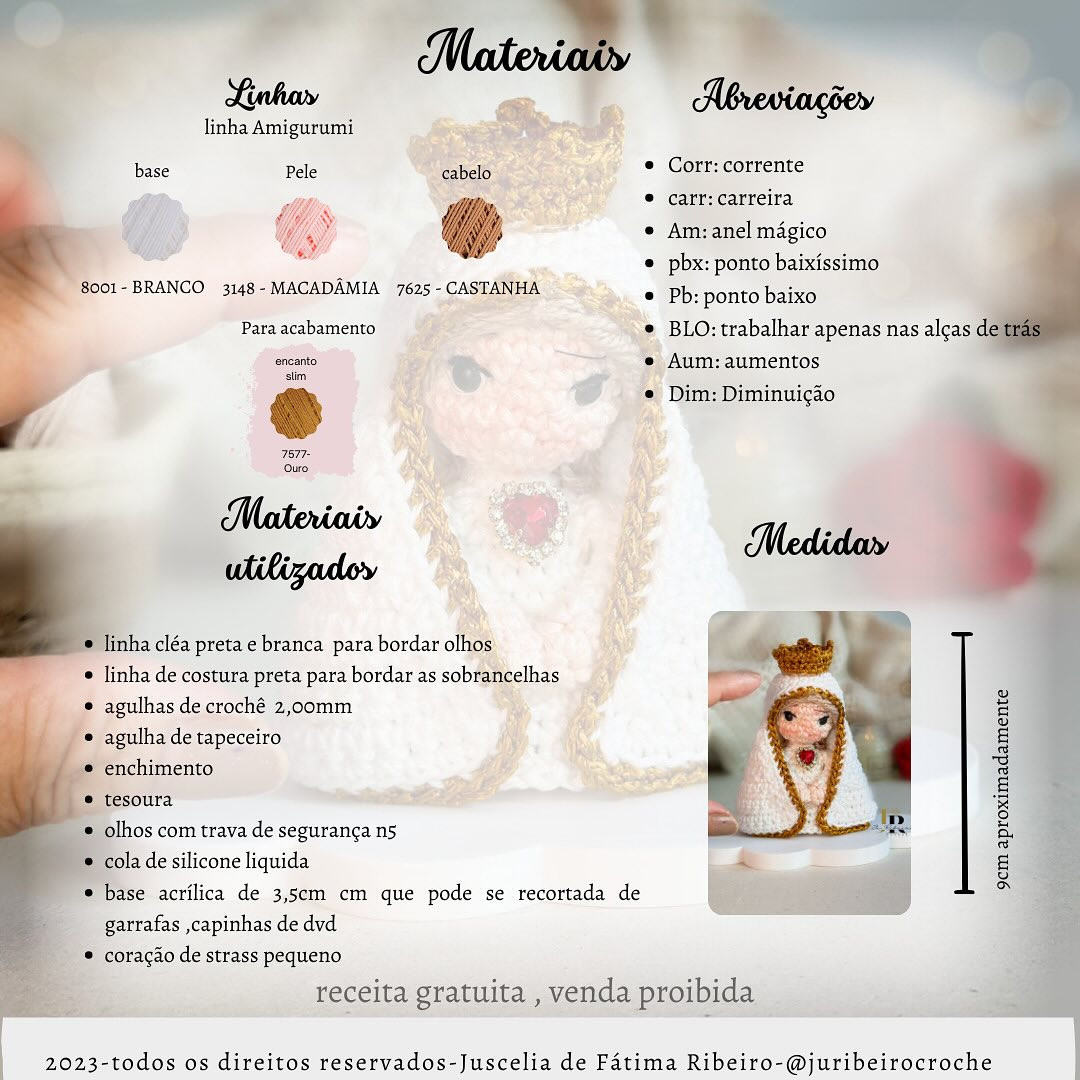 Gráfico de crochê Nossa Senhora amigurumi