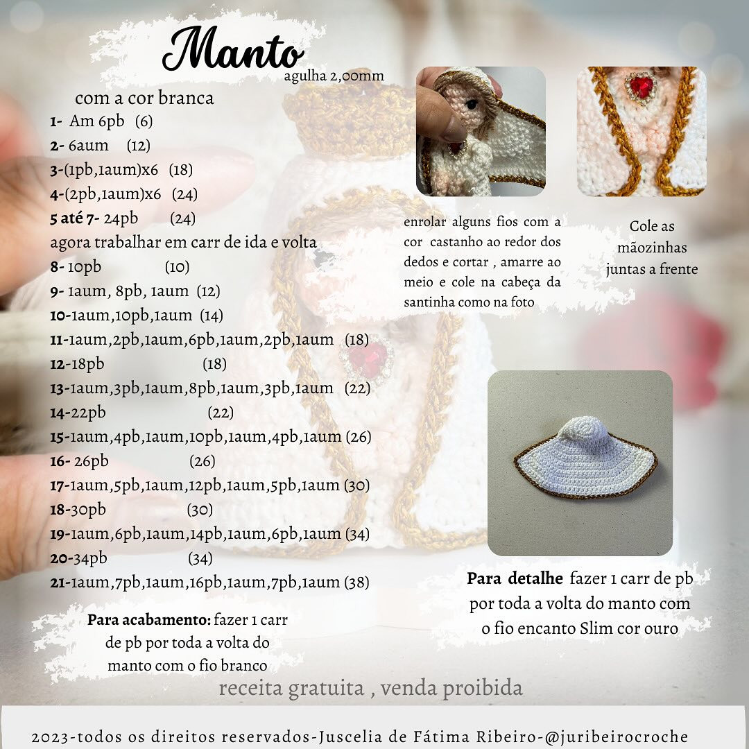 Gráfico de crochê Nossa Senhora amigurumi