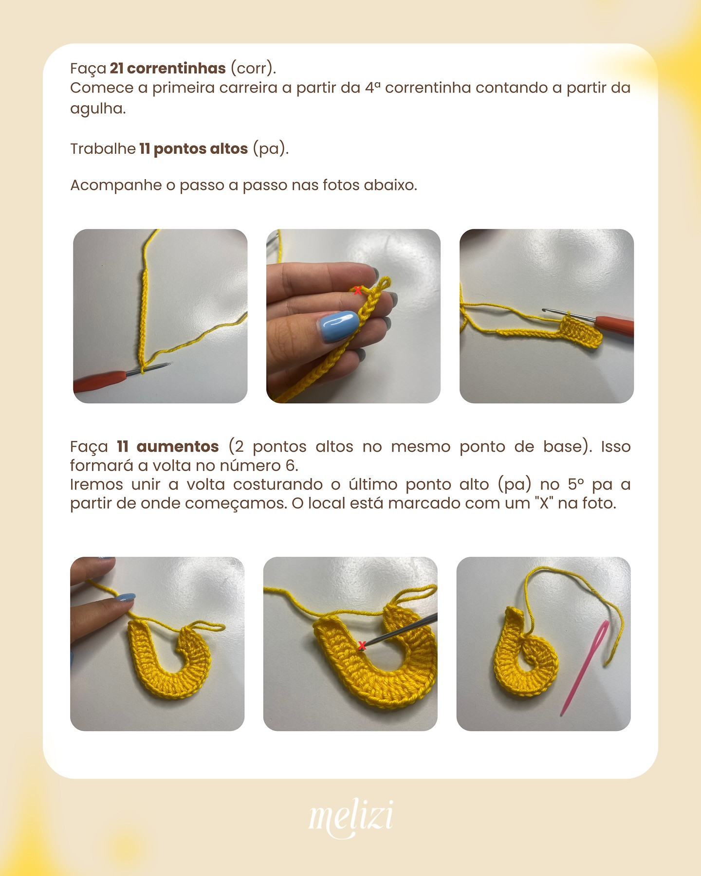 Gráfico de crochê: Número 6 amarelo.