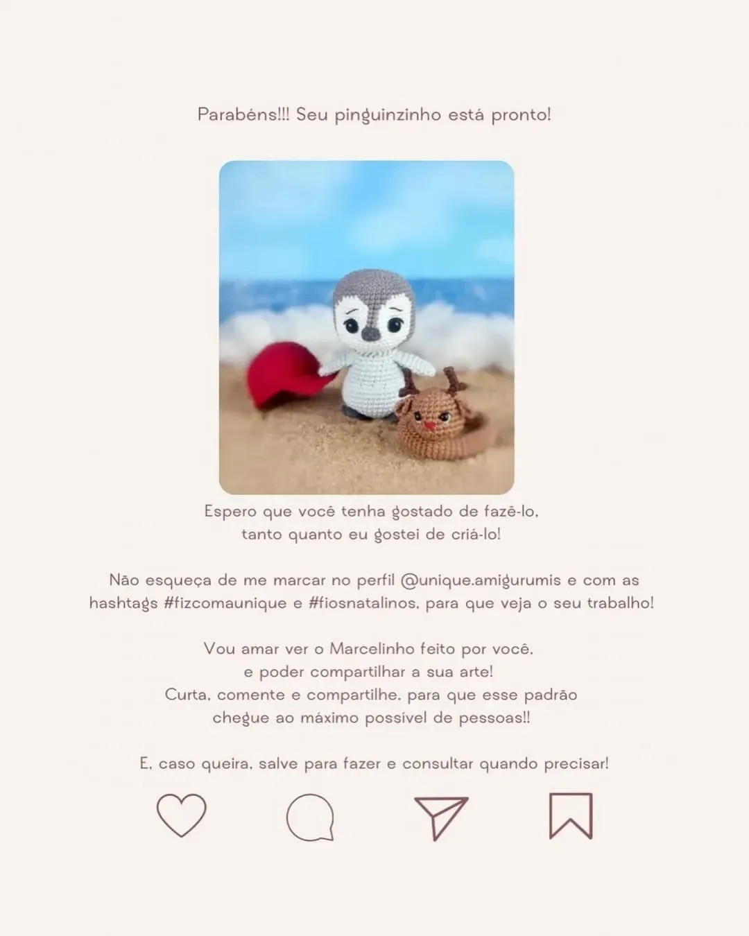 Gráfico de crochê: Pinguim Marcelinho grátis!