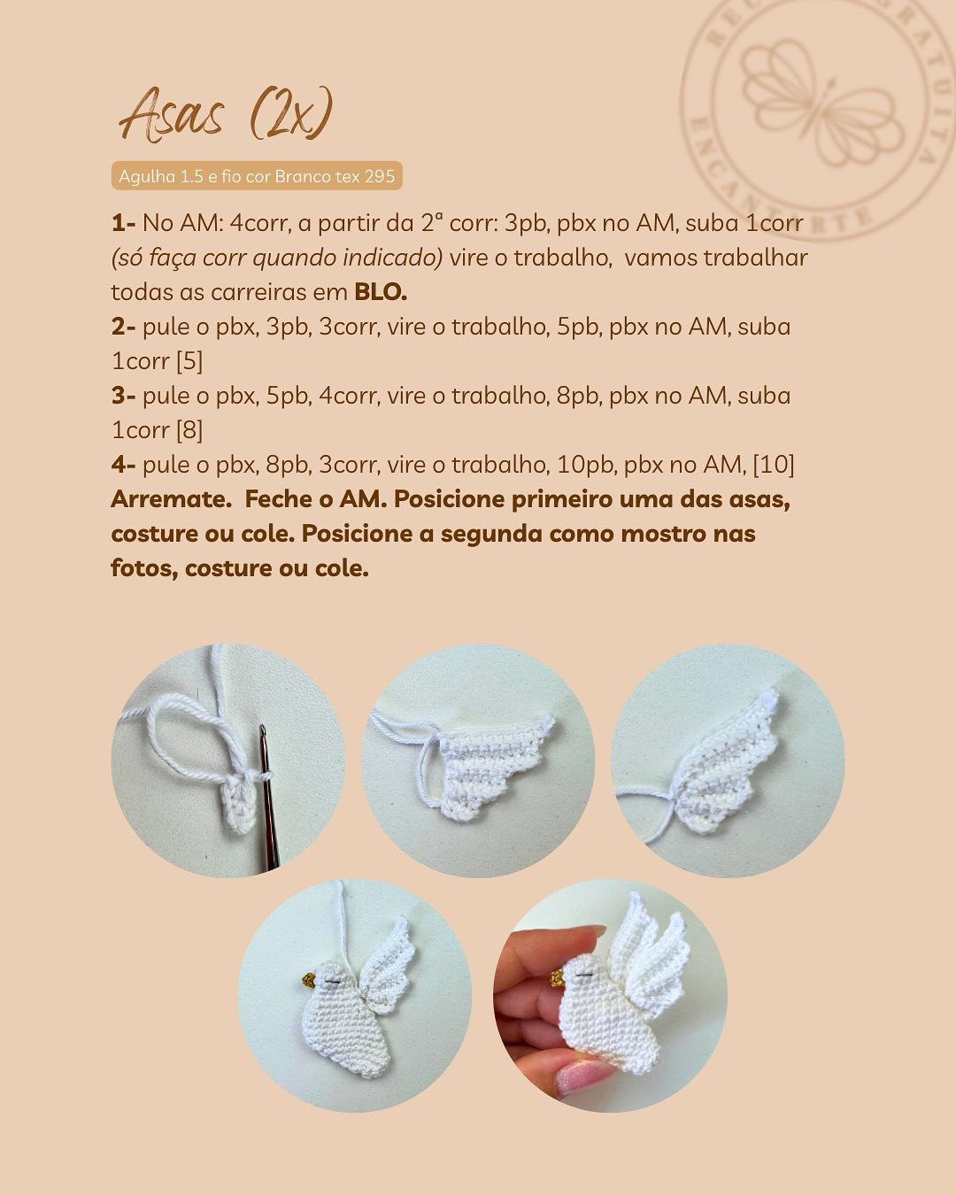 Gráfico de crochê: Pomba Espírito Santo