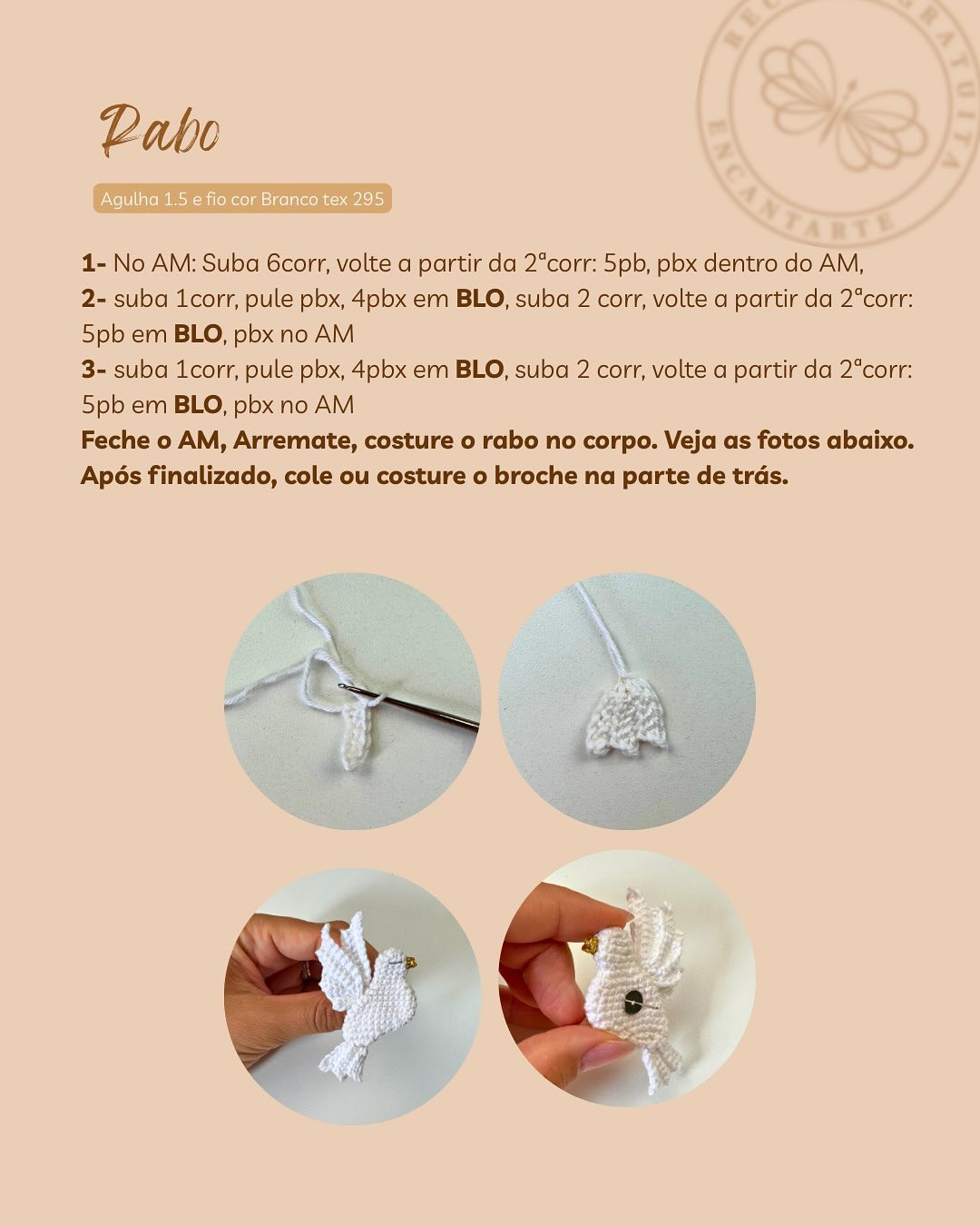 Gráfico de crochê: Pomba Espírito Santo